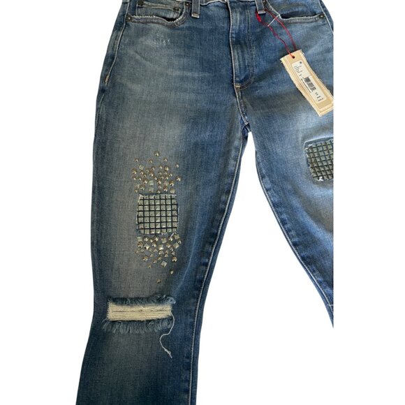 AO.LA by Alice and Olivia High Rise Studded Skinny Jeans Blue, Size 24 NEW WITH - Picture 7 of 11